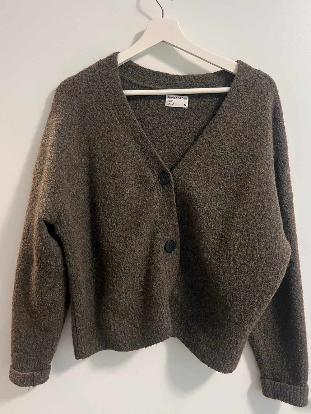 Frank and Oak Brown Wool Cardigan